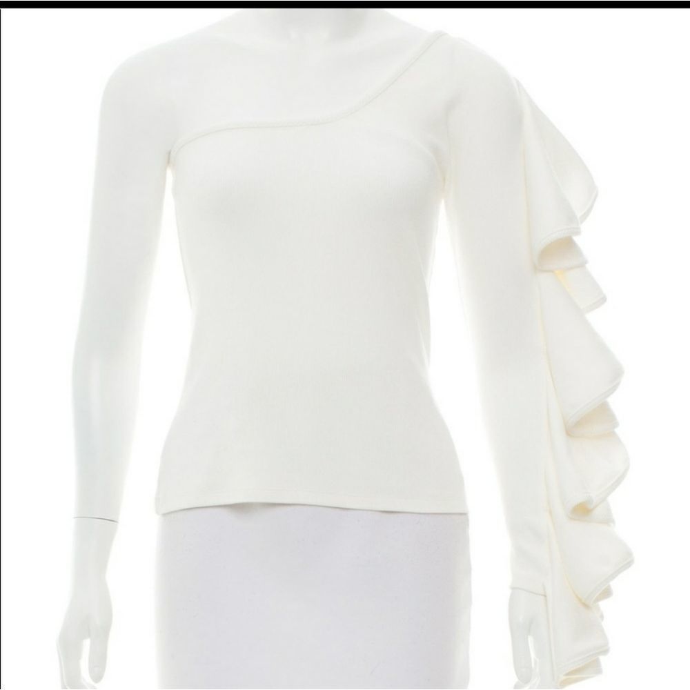 Beaufille Electra One Shoulder Ruffled Ribbed Top - Picture 5 of 8